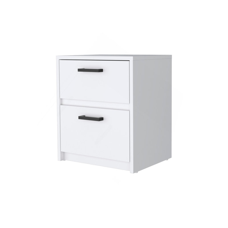 White 2-Drawer Nightstand, White