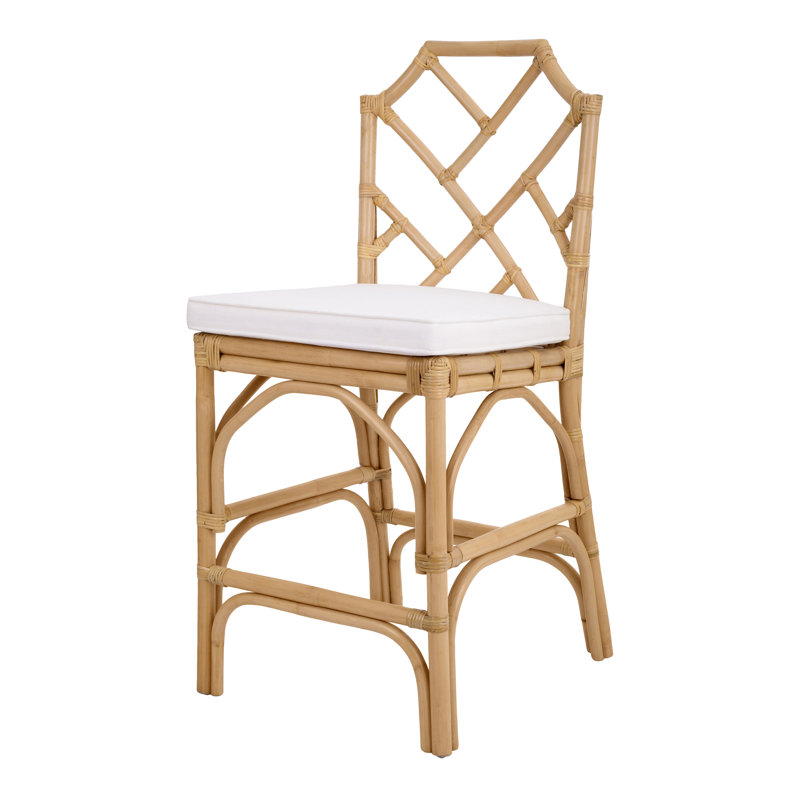 Jaime Rattan Counter Stool with Footrest , Natural