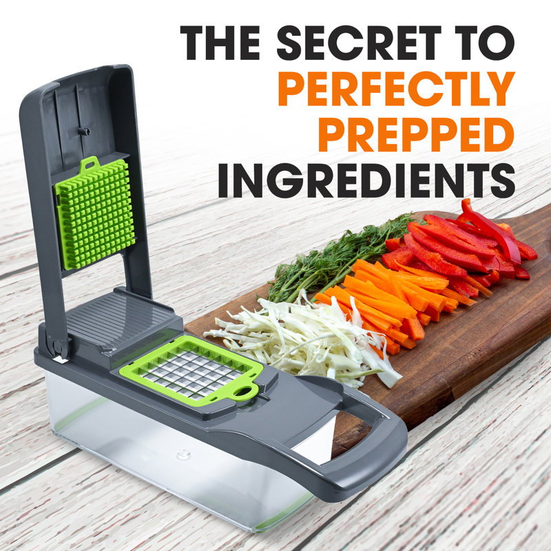 Cheer Collection Gray and Green 10-in-1 Food Chopper with Container