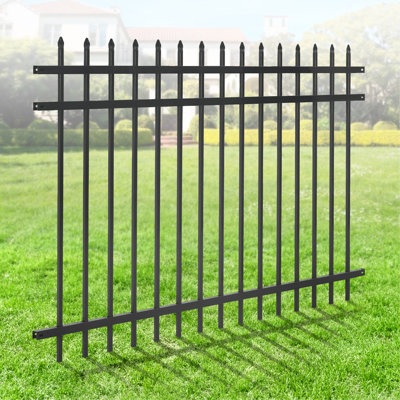 4FT H X 6FT W Heavy Duty Pinnacle Fence Barrier Panel, Anti-Rust Metal Fencing Panel