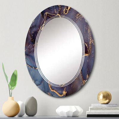Mauve et or, art abstrait fluide de luxe - miroir mural moderne