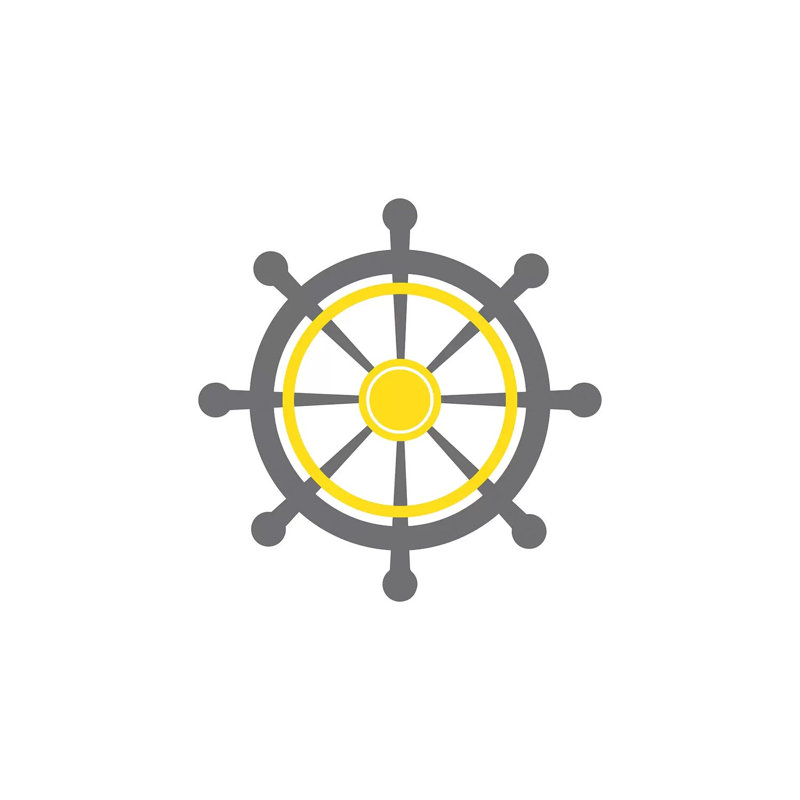 «Yellow Boat Wheel Nordic Design», impression d'art graphique, H 26 po x l 18 po x 1,5 po, Toile tendue, Pas de tapis
