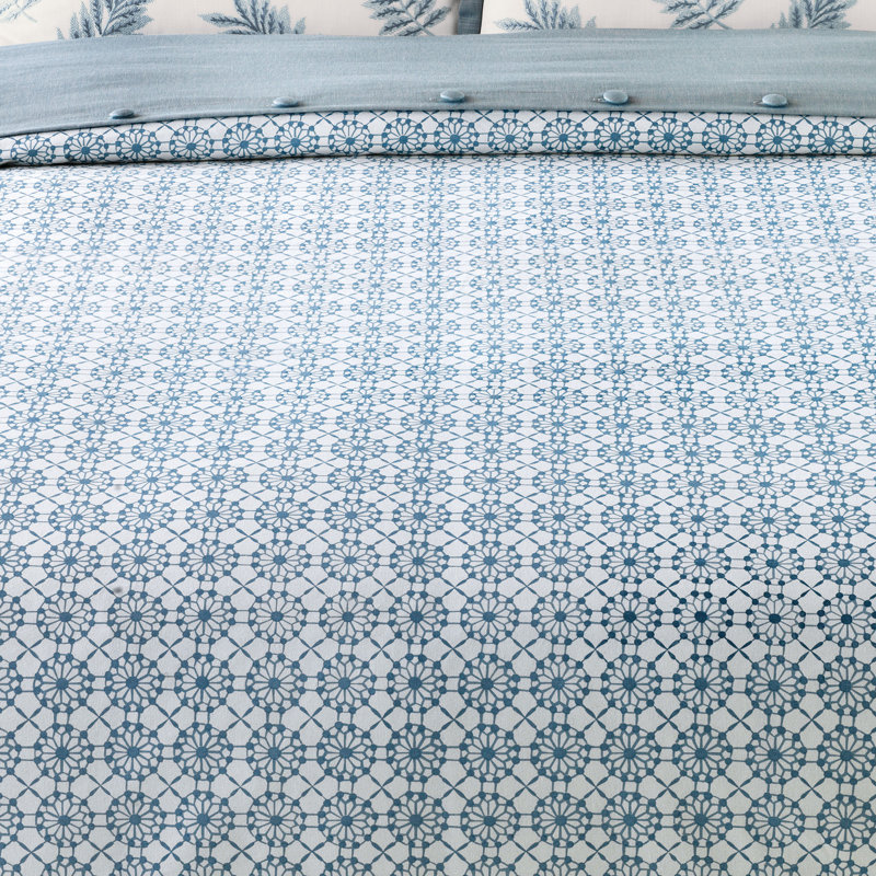 Penelope Cotton Geometric Shapes Comforter, Super Queen Comforter, Button Tufted