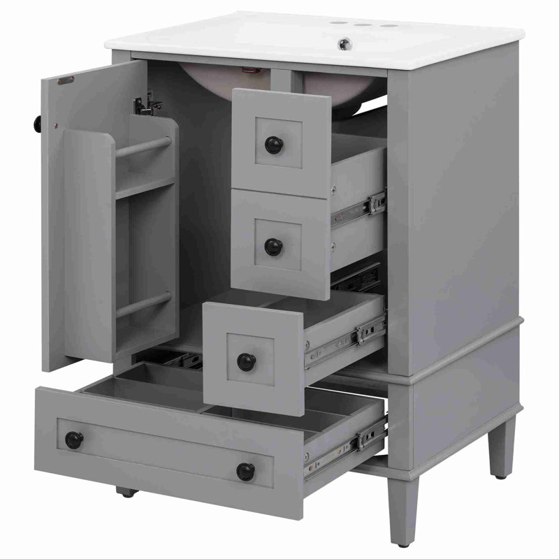 Meuble-lavabo de 24 po, Gris