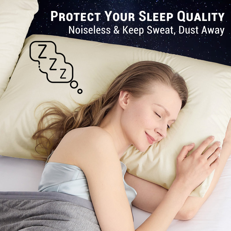 Protège-oreiller imperméable GOGREEN avec fermeture à glissière de taille standard, rayonne de refroidissement en bambou, housse de coussin, housse de protection contre les acariens et les allergènes (2 paquets, blanc)