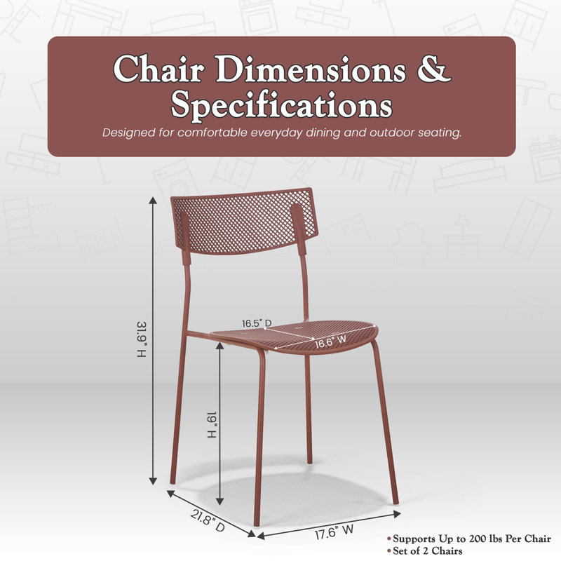 Chaise d'appoint moderne en filet avec dossier incurvé et conception légère pour la salle à manger, le bureau et l'espace de vie - ensemble de 2, rouge