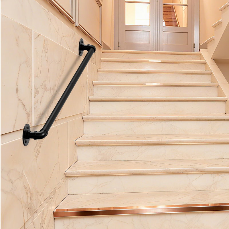 Main courante d'escalier en tube industriel 3 pi, barre de sécurité murale pour escaliers et entrées d'intérieur / extérieur