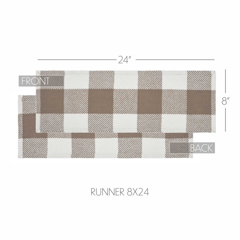 Annie Buffalo Check Dining Linens, Brown/White, 24" x 8"