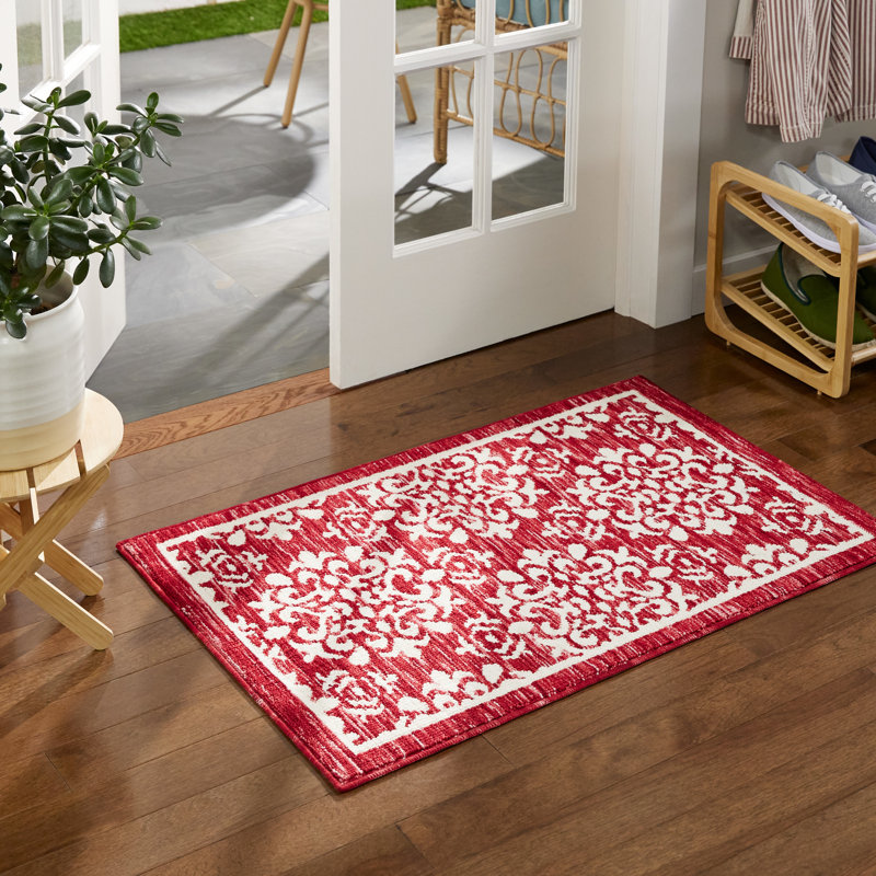 TOWN & COUNTRY EVERYDAY Walker Everwash Non-Slip Backing Kitchen Mat, Rectangle 2' x 4', Red