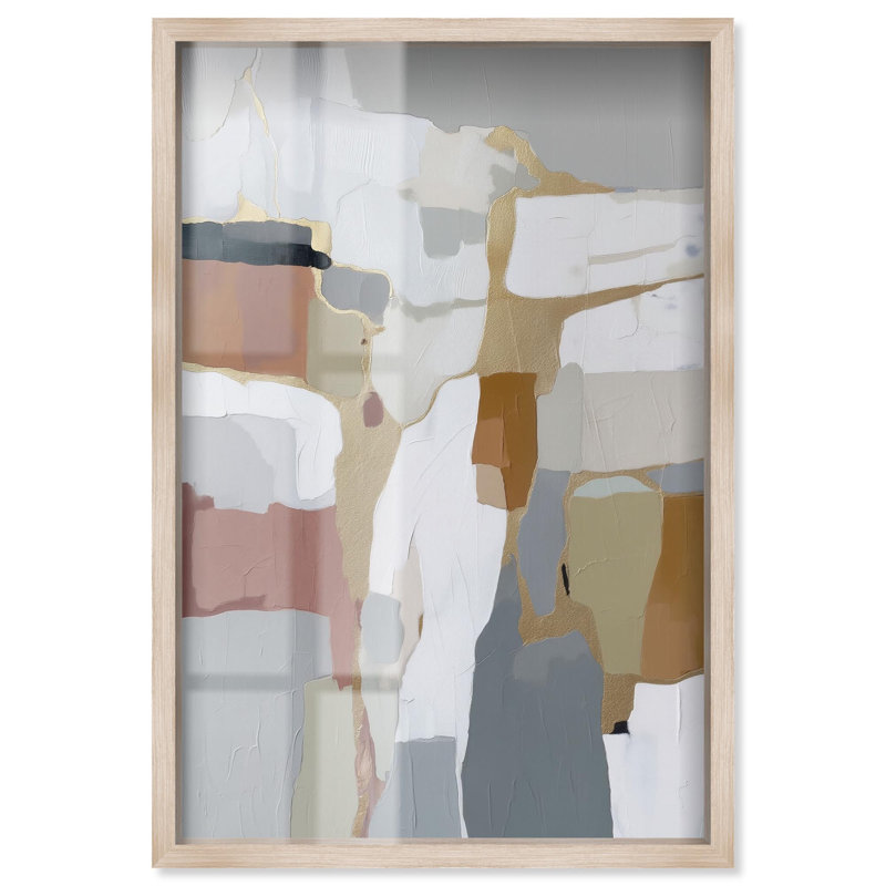 Décoration murale bohème minéral Shards II Shadowbox par Art Remedy, cadre blond, 16 x 24, H 25 po x l 17 po, Cadre blond