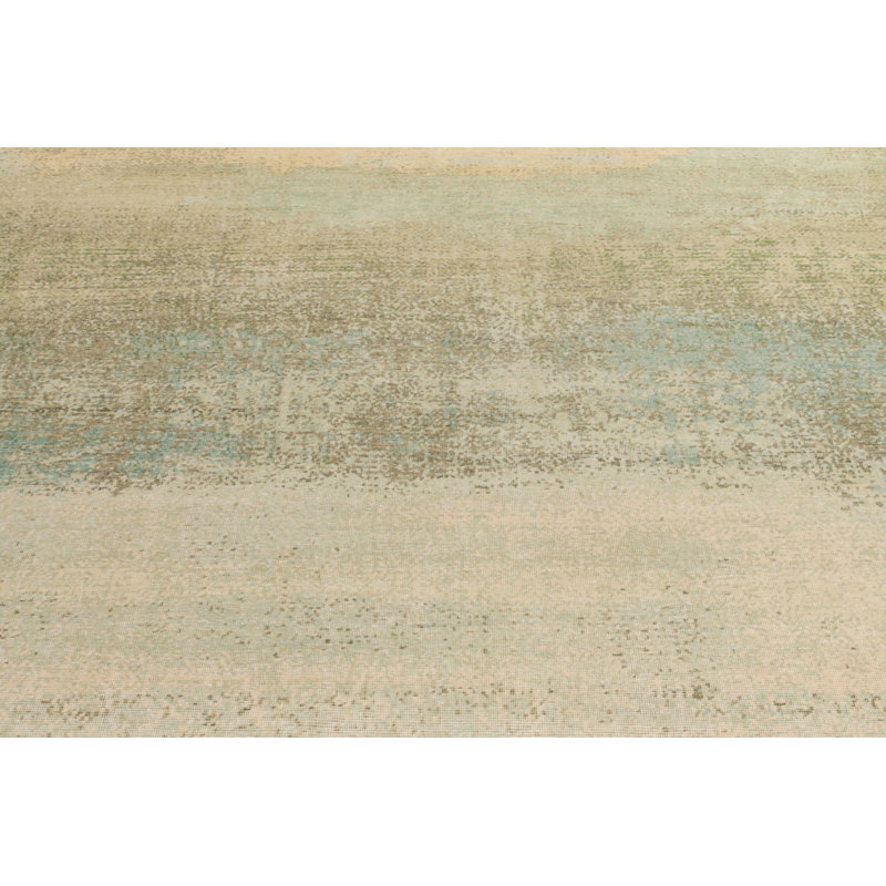 Distressed Homage Hand Knotted Wool Abstract Area Rug, Runner 3' x 14'