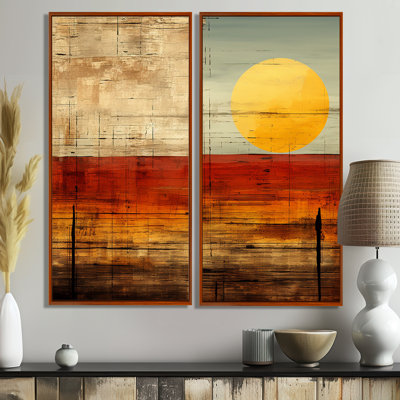 «Nostalgia Sunset Full Moon Rising», art mural sur toile géométrique abstrait