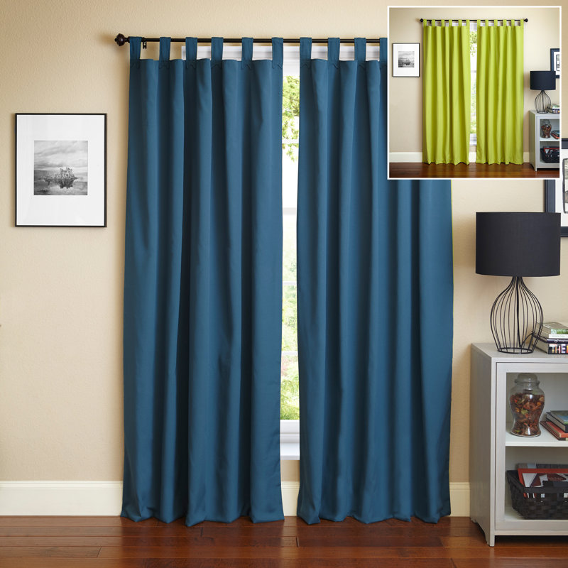 Paire de rideaux isolants avec pattes Cotswold, l 52 po x L 108 po, Citron Indigo / Mojito