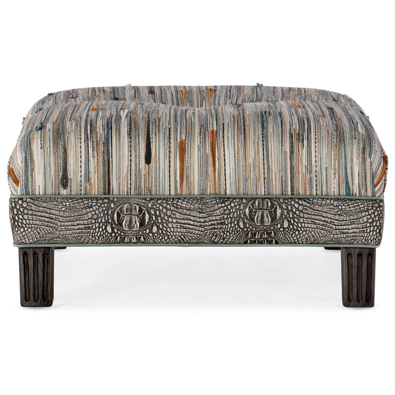 Fair-N-Square Square Ottoman, Plantation, #9 Natural, Rio Mineral Genuine Leather