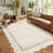 Scalloped Machine Washable Rug Non-Slip Bordered Floor Mats Non-Shedding Soft Low Pile Modern Accent Rugs for Living Room Bedroom Office-697188458