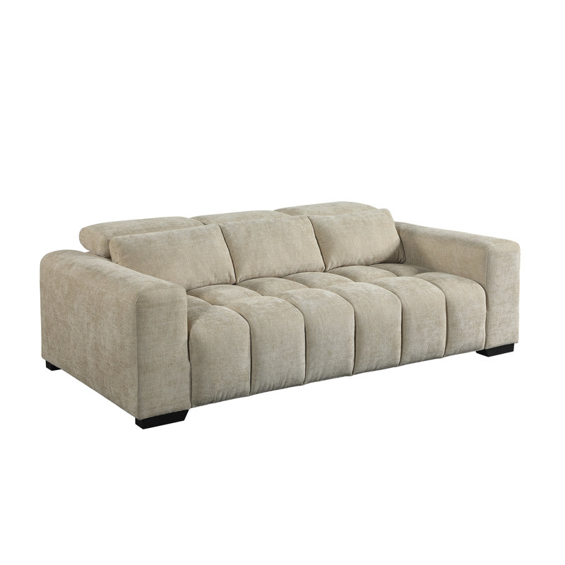 Canapé Buchheit en tissu chenille, Gris foncé, H 35 po x l 83 po x P 46 po