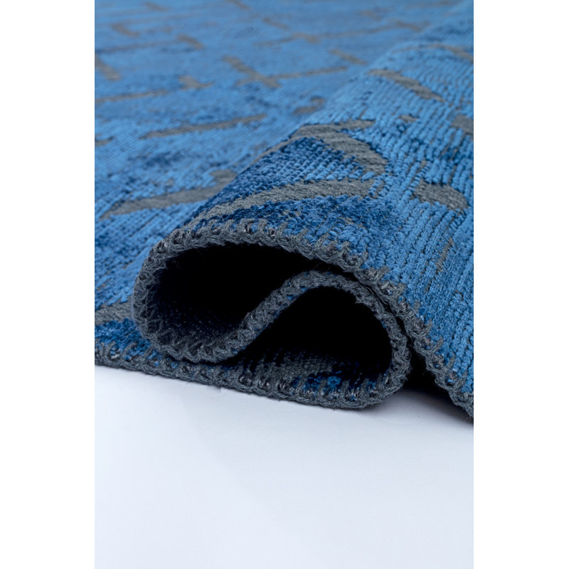 Rapture Blue Abstract Luxury Area Rug, Rectangle 7'10" x 11'2"