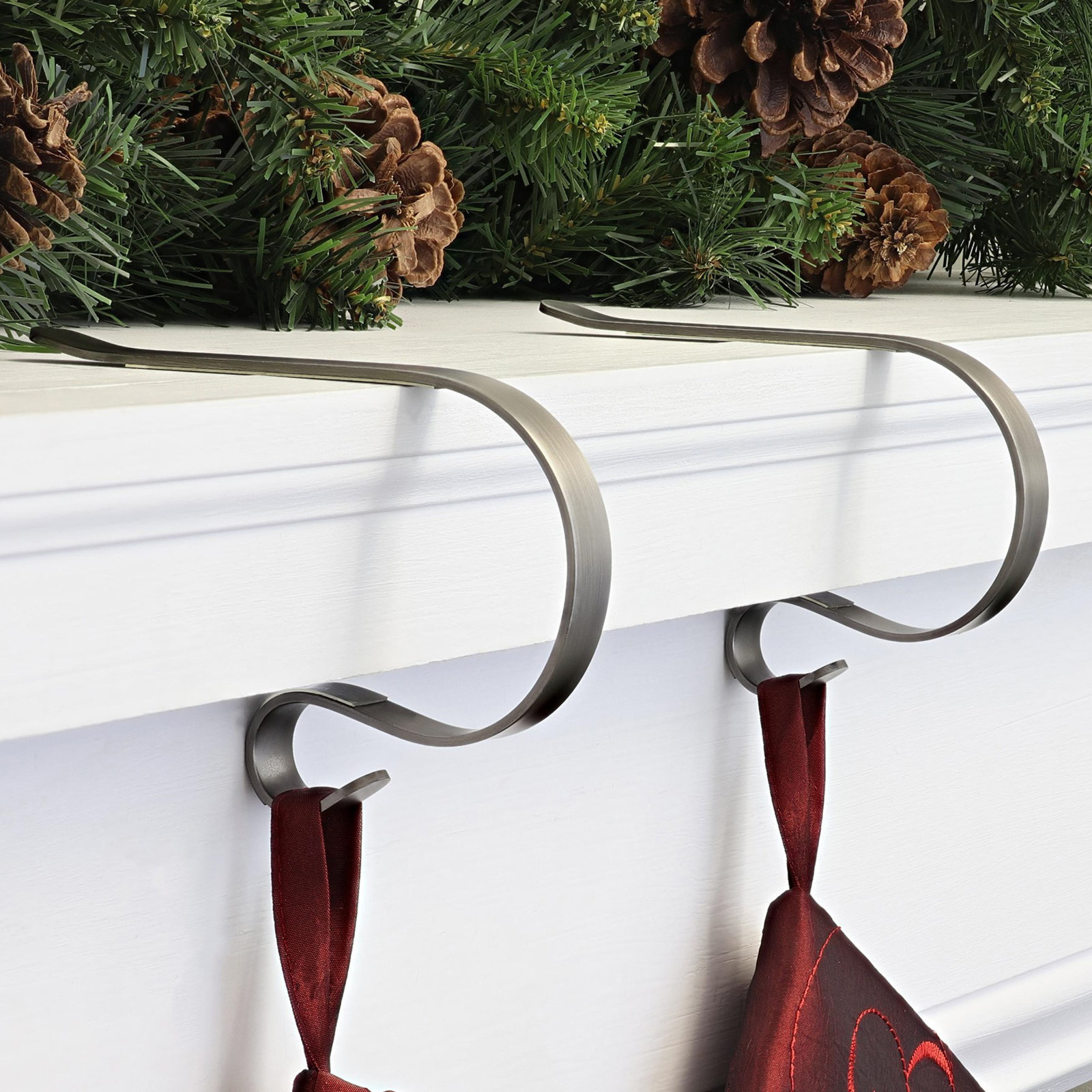 Stocking Holder, Antique Pewter