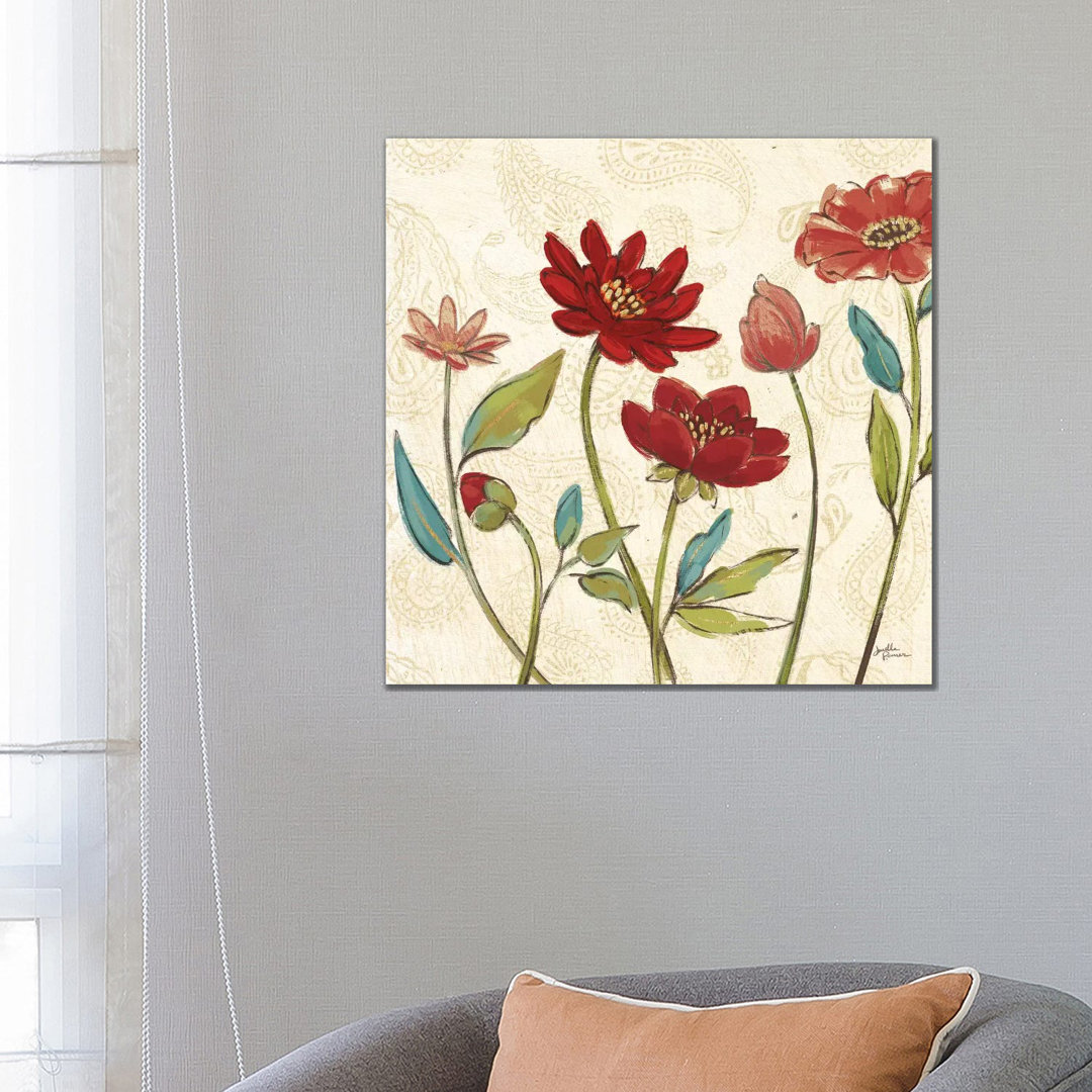Red Gold Beauties I Crop - Wrapped Canvas Painting
