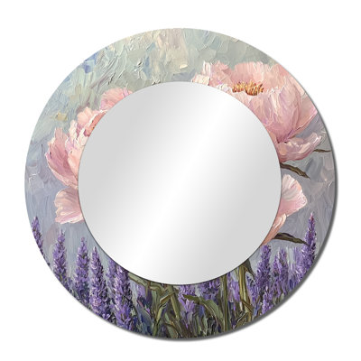 Peonies In The Lavender Garden I - Floral Accent Wall Mirror - Printed On Metal