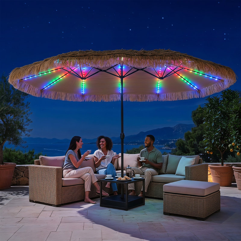 Parasol solaire 15 po x 9 pi avec 144 lumières multicolores