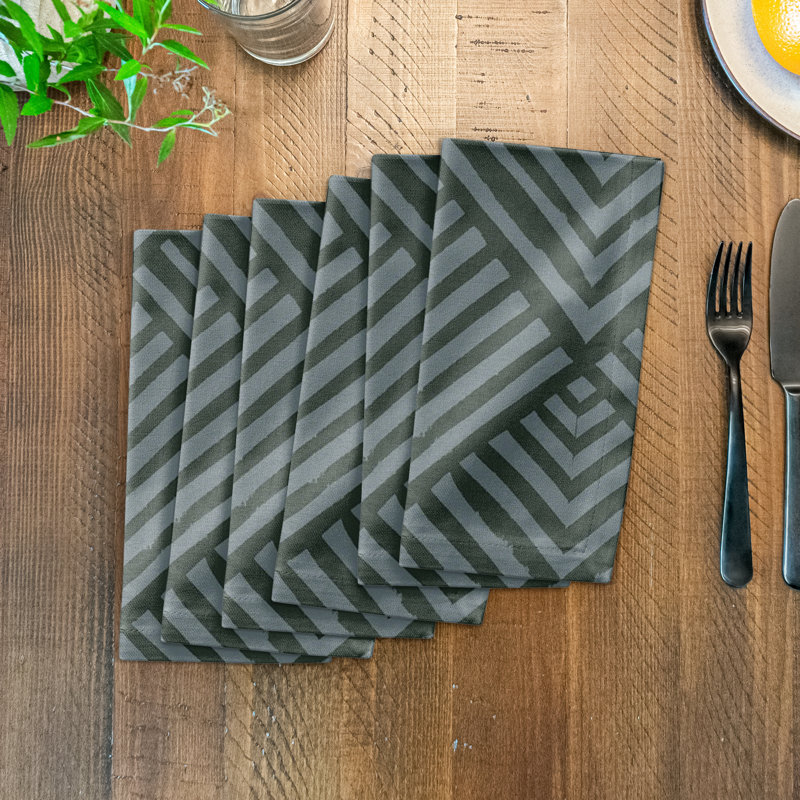 Cotton Twill Geometric Rectangle Napkin, Gray