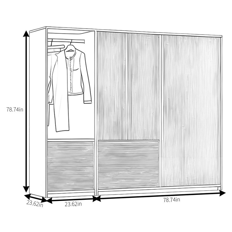 Garde-robe moderne, simple et tendance, H 79 po x l 102 po x P 24 po