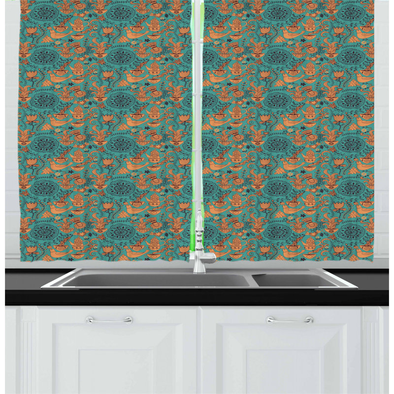 Floral Tailored Kitchen Curtain