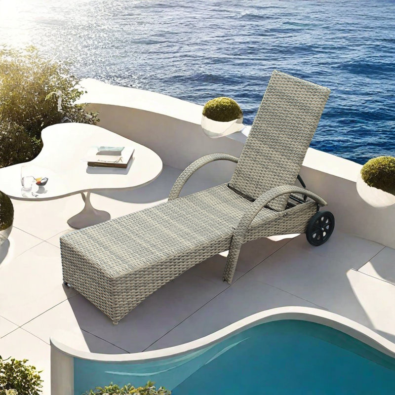 Chaise longue d'extérieur réglable en osier PE