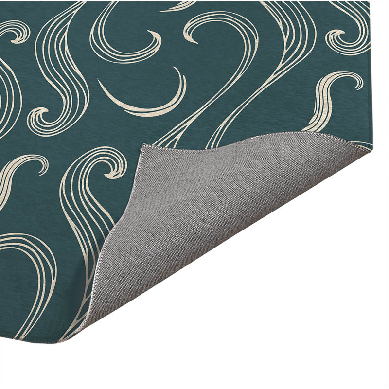 Ocean Current Low Profile Kitchen Mat, Dusty Aqua, Rectangle 2' x 3'
