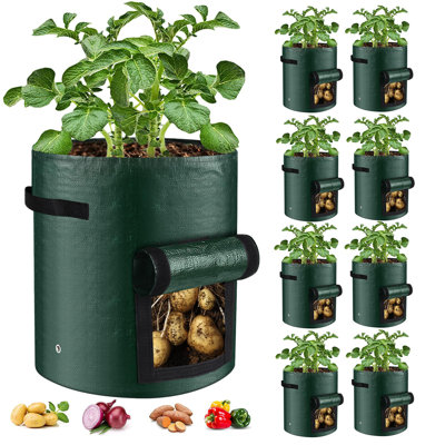 10 Gallon 8-Pack Grow Bags, Durable PE Fabric Pots With Flap And Handles