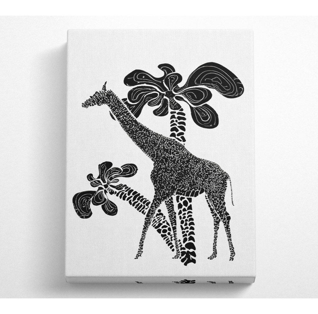 Giraffe Safari B N W - Kunstdrucke auf Leinwand