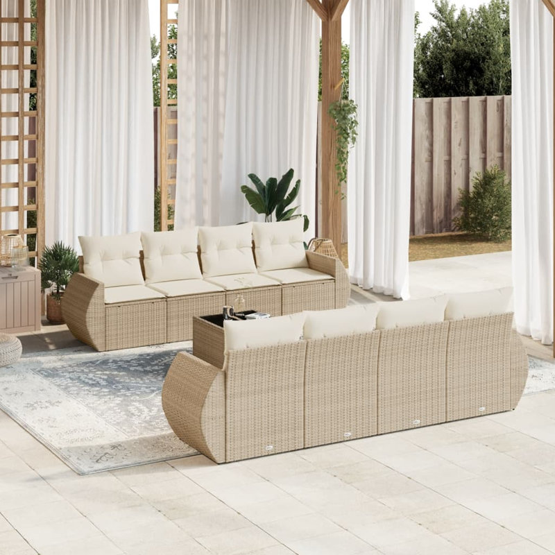  Ensemble de canapé de jardin modulaire en PE rotin beige, Beige