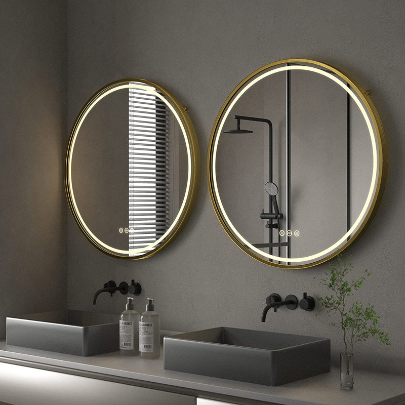 Adwaith Metal Flat Wall Mirror, 60cm H x 60cm W, Gold
