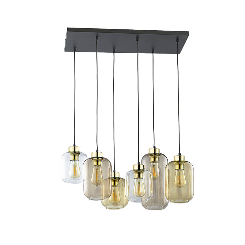 Lampa Wiszaca Bobbye targetony 6xE27, Transparent/Brown