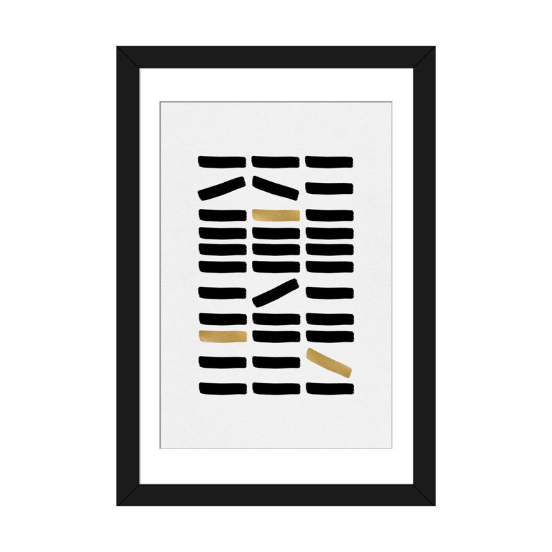 «Abstract», impression sur toile, Papier d'art encadré noir, Blanc, H 24 po x l 16 po x P 1 po