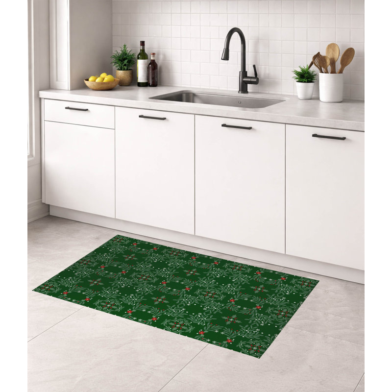 Tapis de cuisine Winter Mistletoe, Evergreen, Rectangulaire 2 pi x 3 pi