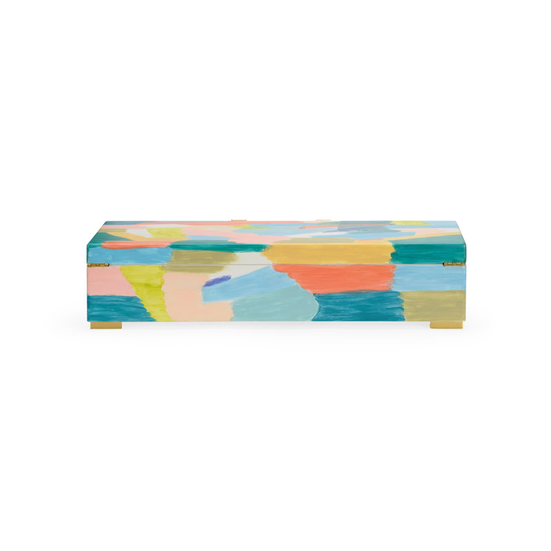 Multicolor Hand-Painted Decorative Box with Acrylic Handle