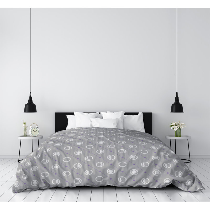 Housse de couette simple Moon phases, Housse de couette pour lit simple, Microfibre, Accent mauve
