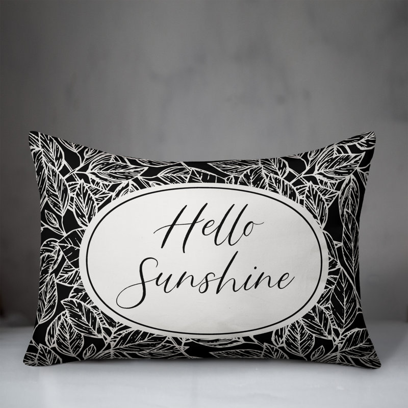Housse de coussin rectangulaire d'extérieur Hello Sunshine, Noir