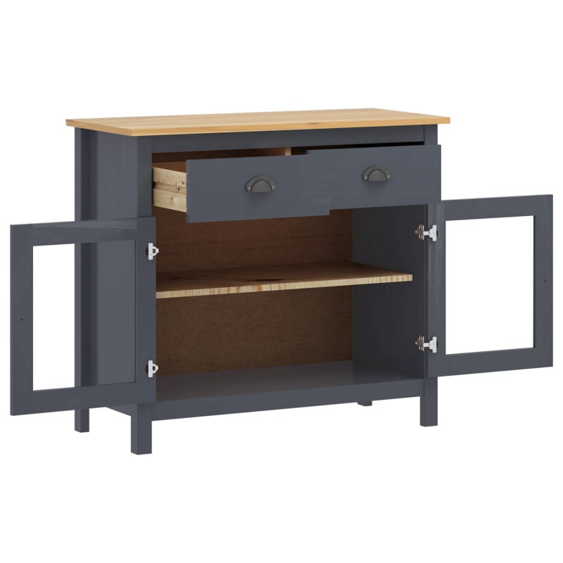 Mickelson Free-Standing Cabinet 90x40x80 cm, Grey/Honey Brown
