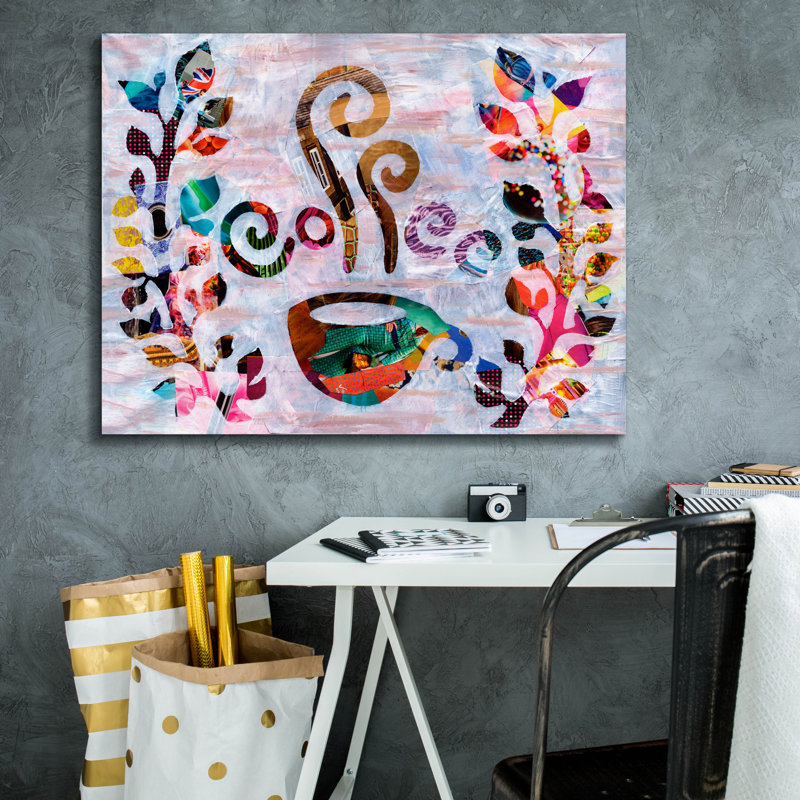 «Coffee» par Artpoptart, art mural sur toile, 34 po x 26 po, H 26 po x l 34 po x P 1,5 po