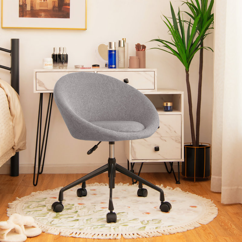Fauteuil de bureau Ebern Designs, Gris 100% lin