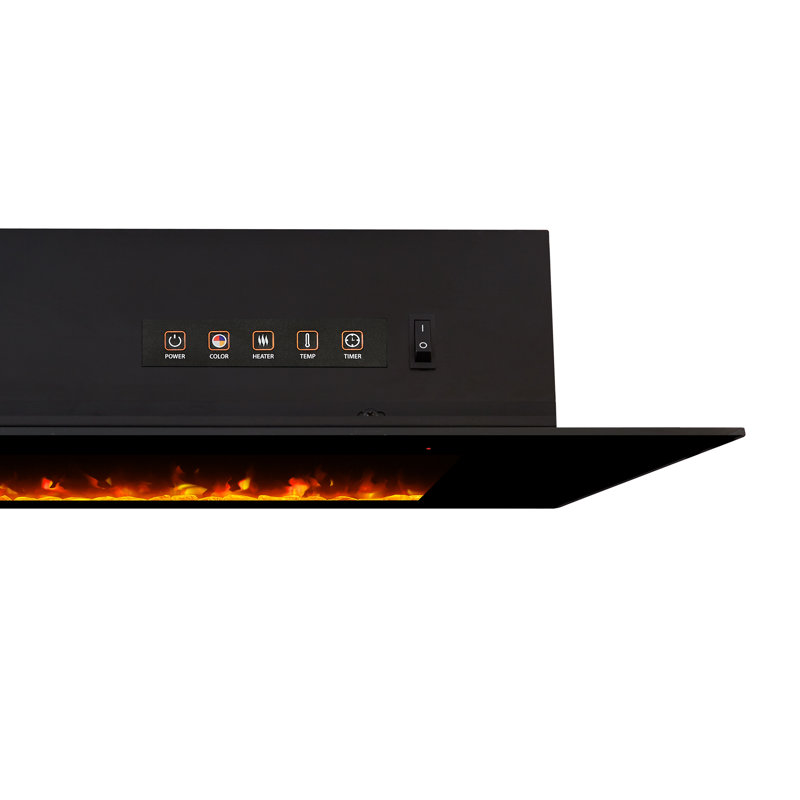 Corretto Wall Mounted Electric Fireplace in Black by Real Flame, 21.75" H x 72" W x 5.25" D