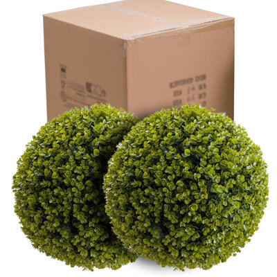 2 Pcs Artificial Topiary Balls/Artificial Cedar Topiary Garden Spheres Decorative Balls, 21.3'' Realistic Faux Greenery Spheres for Indoor, Outdoor, Garden, Wedding & Home Decor