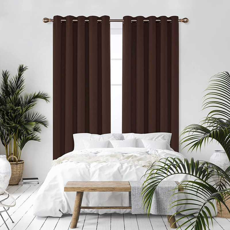 Blackout French Door Curtain Pair, Chocolate, 168 W x 229 D cm