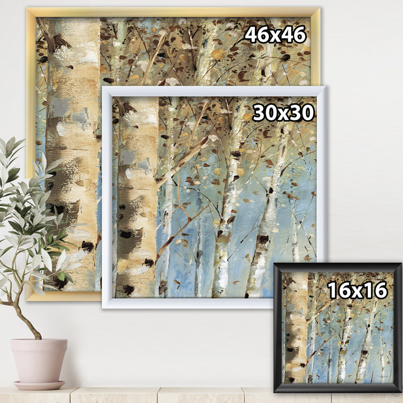 Cadre photo « white bouleau forest i », reproduction sur toile, H 30 po x l 30 po x P 1 po, Cadre argenté