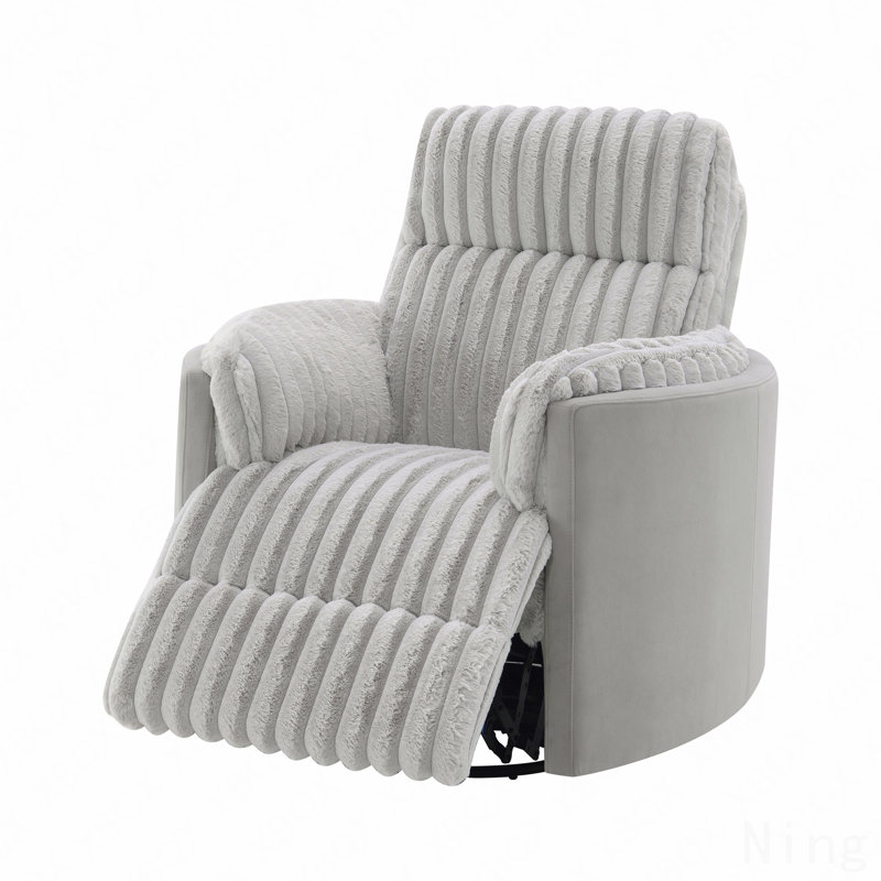 Gray Corduroy Swivel Glider Recliner Chair