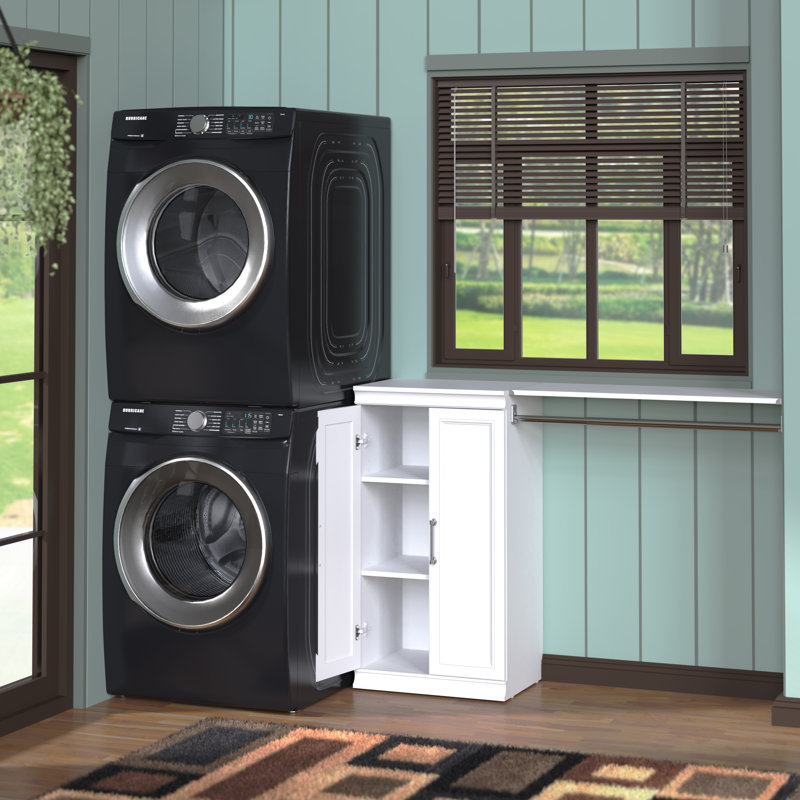 Modular Storage 57.40" W Shelf Unit with Hang Rod, White