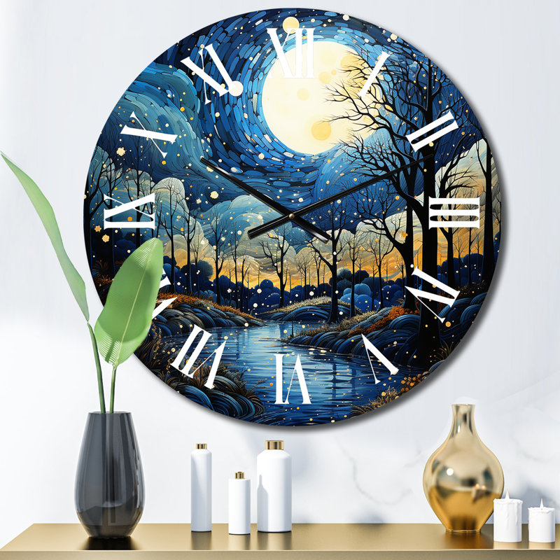 Horloge murale pointillisme bleu ciel céleste, Moyenne